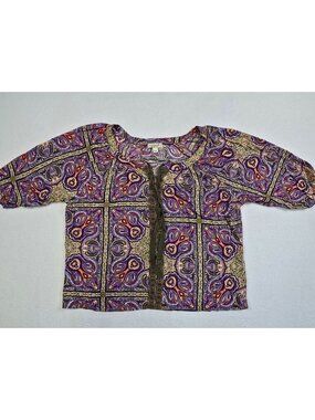 Oneworld Womens Paisley Blouse Size L Boho Cottagecore Peasant Prairie Romantic